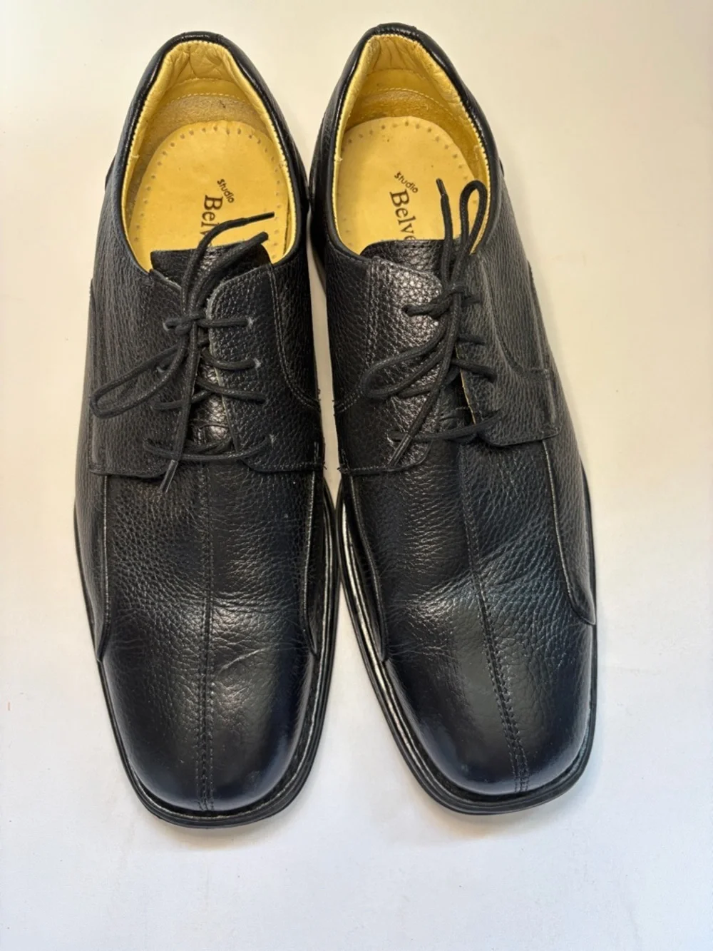 Studio Belvedere Bay Bridge Black Leather Derby Shoes for Men Size 12D